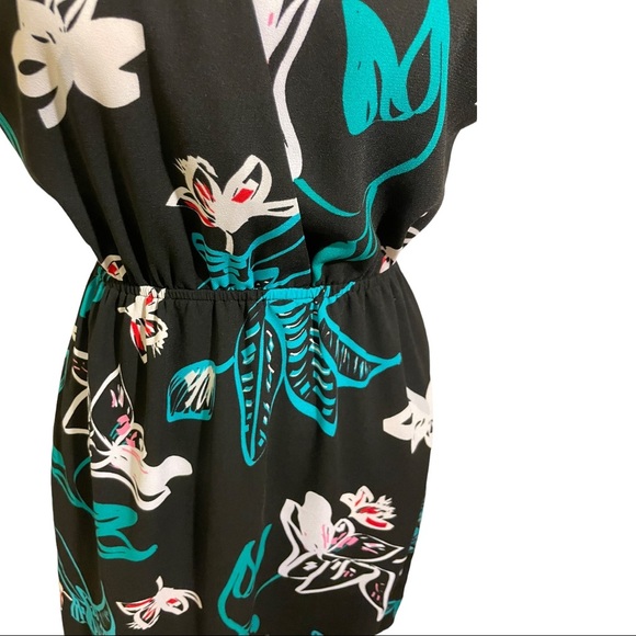 Halogen Dress faux wrap pullover floral elastic waist size XX-Small. Pockets - Picture 4 of 12